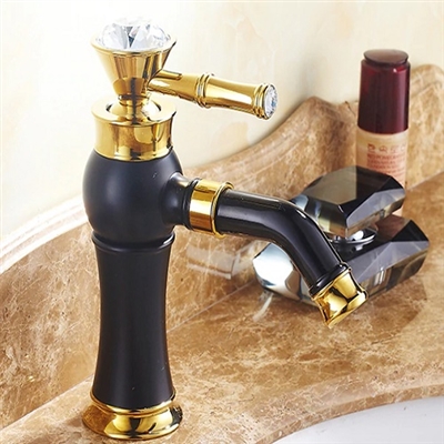 BathSelect Queen Golden Crown Black Deck Mount Faucet