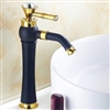 BathSelect Queen Golden Crown Long Black Deck Mount Faucet