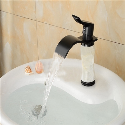 BathSelect Stylish Short Curve Ceramic Black Polished Deck Mount Faucet