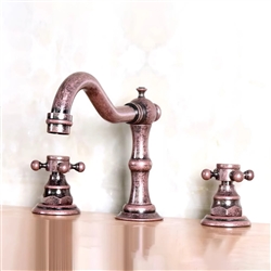 BathSelect Roman Antique Brass Dual Handle Surface Mount Sink Faucet