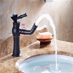 BathSelect Oil-Rubbed Bronze Queen Black Crown Deck Mount Faucet