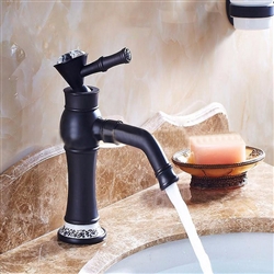 BathSelect Queen Black With Ceramic Crown Deck Mount Faucet