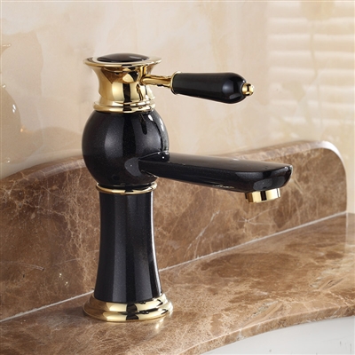 BathSelect King Gold Crown Black Deck Mount Sink Faucet