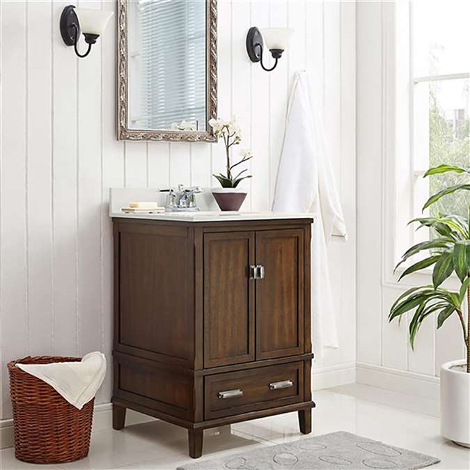 BathSelect Elegant Dark Walnut 24" Bathroom Vanity