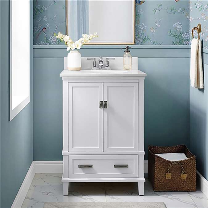 BathSelect Elegant White 24" Bathroom Vanity