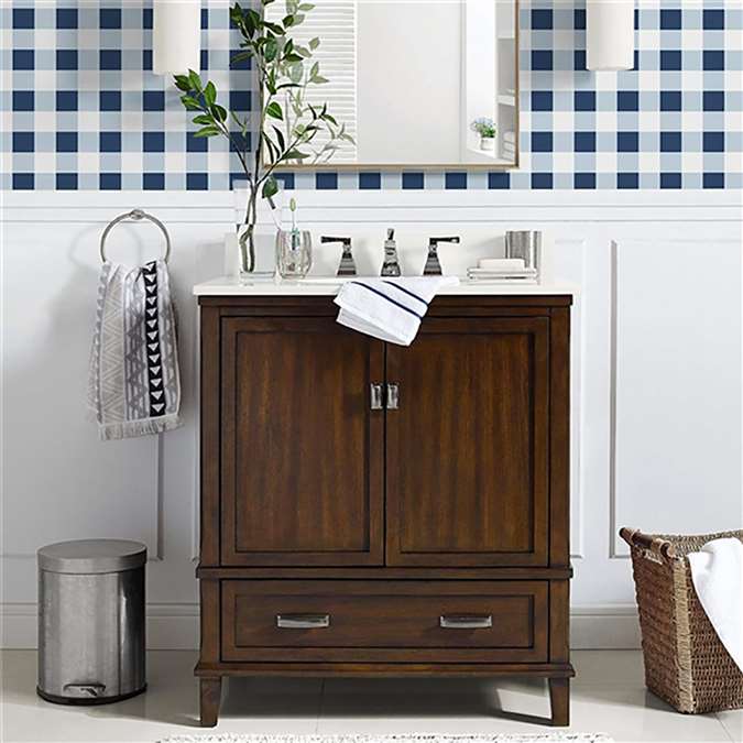 BathSelect Elegant Dark Walnut 30" Bathroom Vanity