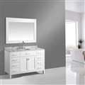 BathSelect Amazing White with Marble Top 54" Bathroom Vanity Set with Mirror