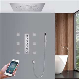 BathSelect Modern Summer Shower Head Phone Control Musical Chrome Ceiling Embedded Shower