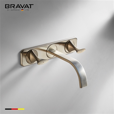 Bravat Brushed Nickel Wall Mount Bathroom Faucet