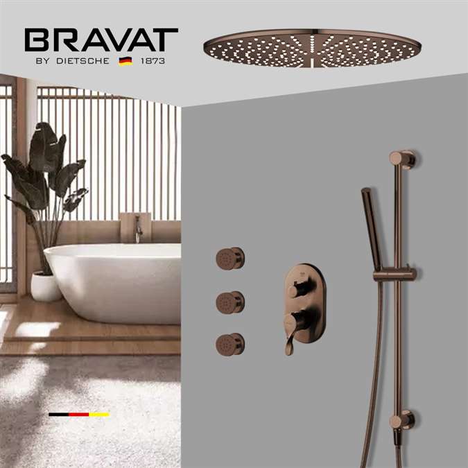 Bravat Rainfall LED Shower Head with Sliding Bar and Body Jets Shower Set