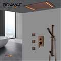 Bravat Ceiling Mount Rainfall LED Shower Head with Sliding Bar and Body Jets Shower Set