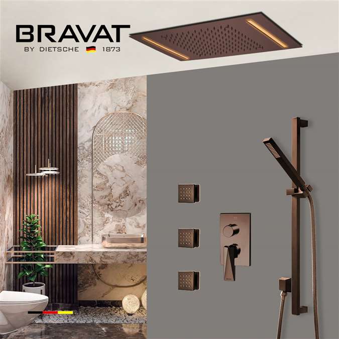 Bravat Rainfall LED Shower Head with Sliding Bar Shower Set