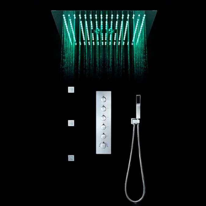 BathSelect Modern Design LED Rain Shower Head with Chrome Jet Spray