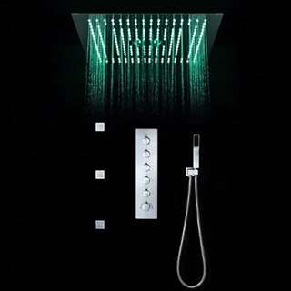 BathSelect Hotel Modern Design LED Rain Shower Head with Chrome Jet Spray