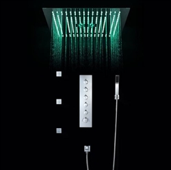 BathSelect Modern Design LED Rain Shower Head with Chrome Jet Spray & Tub Spout