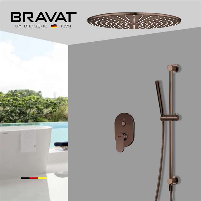 Bravat Shower Set with Rainfall Shower Head and Slide Bar Hand Shower