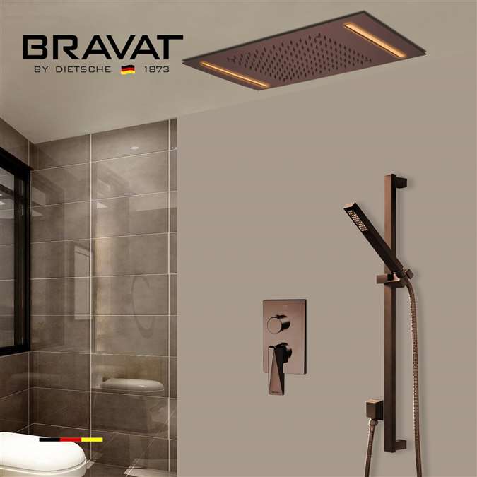 BathSelect Bravat Hotel Shower Set with Rainfall Shower Head and Slide Bar Hand Shower