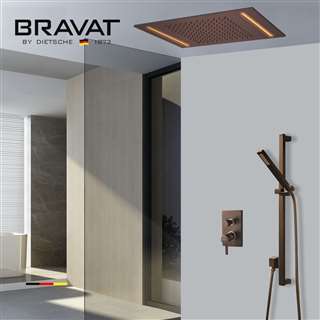 Bravat Shower Set with Rainfall Shower Head and Slide Bar Hand Shower