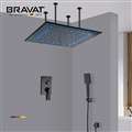 Bravat Hotel LED Ceiling Mount Rainfall Shower Set With Hand Shower