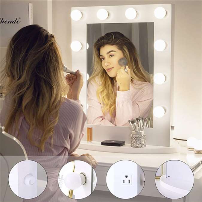 BathSelect Elegant Stylish LED 10 Dimmable Mirror-White Vanity Mirror