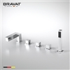 Bravat Chrome Finish Triple Handle Bathtub Faucet With Handheld Shower