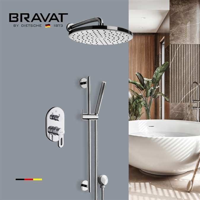 Bravat Wall Mount Bathtub And Shower Faucet With Two Way Valve