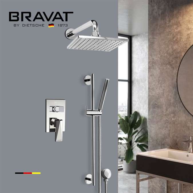 Bravat Wall Mount Bathtub And Shower Faucet With Two Way Valve