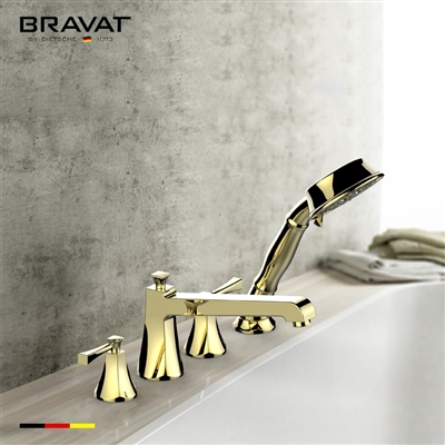 Bravat Gold Finish Bathtub Faucet With Dual Handle