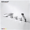 Bravat Chrome Finish Deck Mount Faucet With Triple Handle