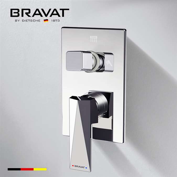 Bravat Chrome Finish Wall Mount Dual Handle Thermostatic Mixer