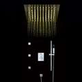 Maine Contemporary LED Rainfall Thermostatic Shower Head with Water Spout Slide Bar and Hand Shower in Chrome Finish