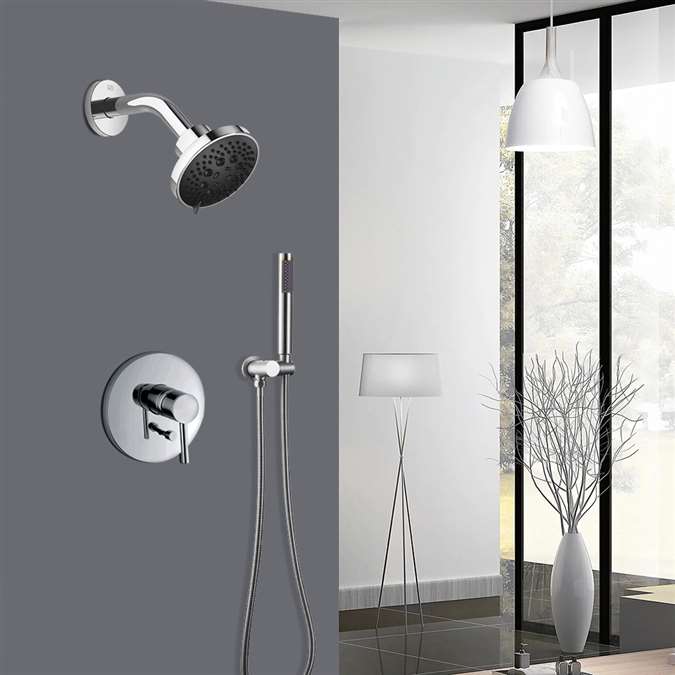 Bravat Wall Mount Thermostatic Bathroom Rainfall Shower Mixer in Brass Chrome Finish