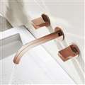 Delaware Hotel Contemporary Double Handle Wall Mounted Bathroom Sink Faucet in Rose Gold Finish