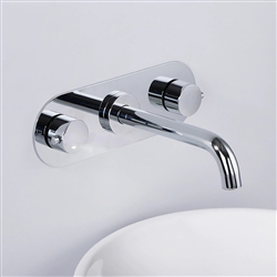 Chrome Finish Wall Mount Dual Handle Bathroom Faucet