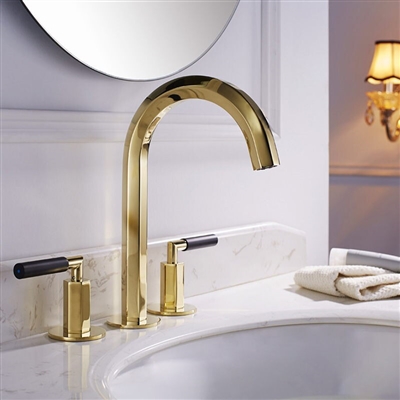 Crimea Dual Handle Deck Mount Sink Faucet In Shiny Gold Finish