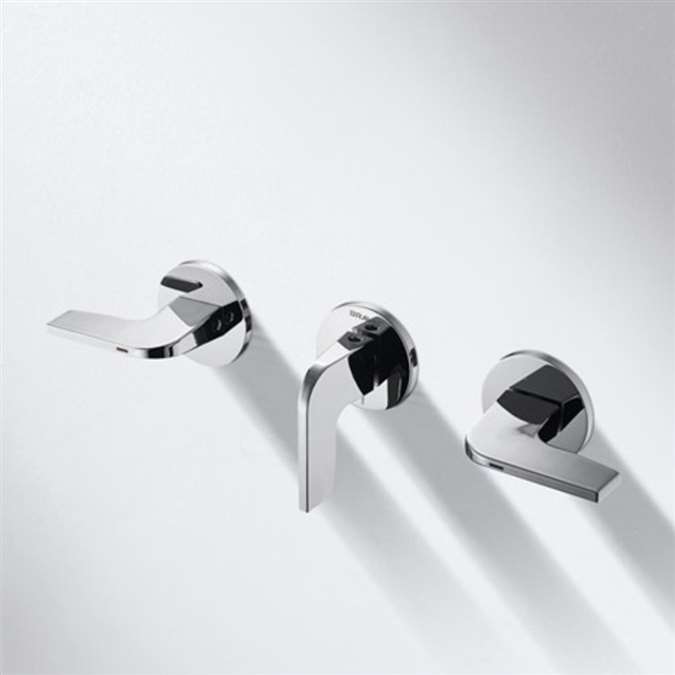 Bravat Dual Handle Wall Mount Motion Sensor Faucet In Chrome Finish