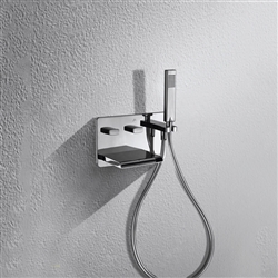 Bravat Wall Mount Bathtub Waterfall Faucet With Handheld Shower