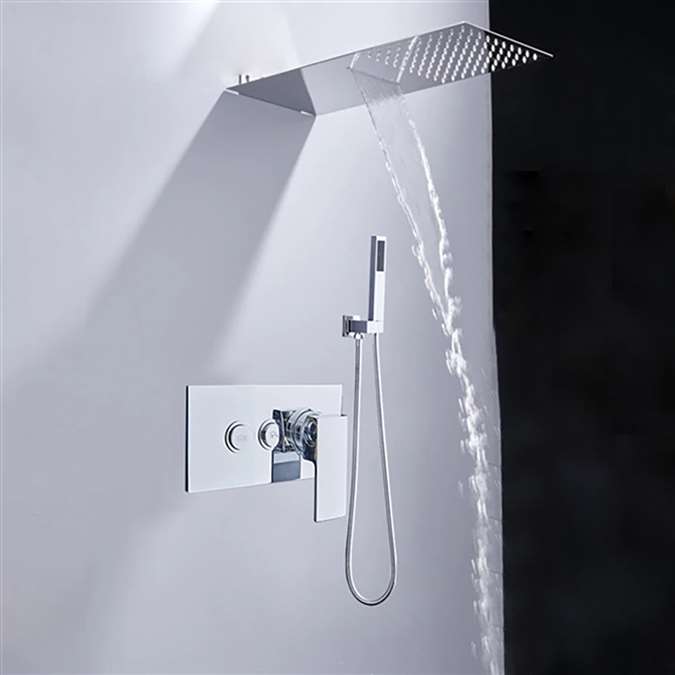 Solid Brass Wall Mount Rainfall Shower Head And Shower Mixer With ...