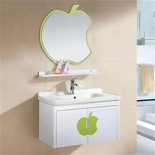 Miami Wall Mount Bathroom Vanity With Ceramic Sink And Apple Design Mirror