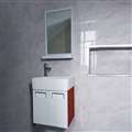 Romania Contemporary Wall Mount Bathroom Vanity Cupboard In  Red Color With Ceramic Sink