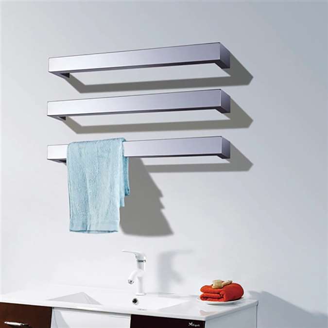 BathSelect 3 Bar Wall Mount Electric Towel Warmer In Chrome Finish