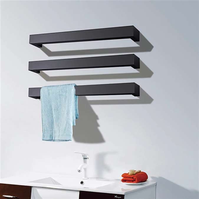 BathSelect Stainless Steel 3 bar Wall Mount Electric Towel Warmer With Switch In Dark Oil Rubbed Bronze Finish