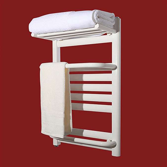 BathSelect Stainless Steel Pure White Electric Heating Wall Mount Towel Warmer With White Towel