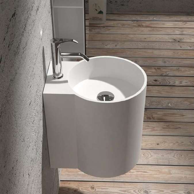 Rochester Round Shaped Ceramic Sink With Attached Chrome Faucet