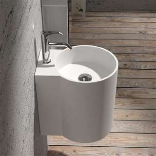 Hotel Rochester Round Shaped Ceramic Sink With Attached Chrome Faucet