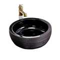 BathSelect Greenville Round Shaped Deck Mount Ceramic Vessel Sink In Stone Black Finish With Smooth Inner Surface