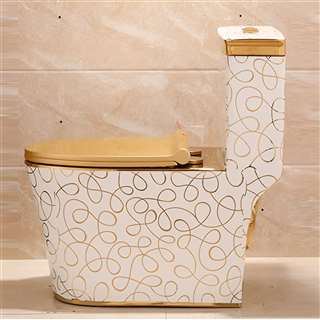 Lavatory in white and gold abstract design