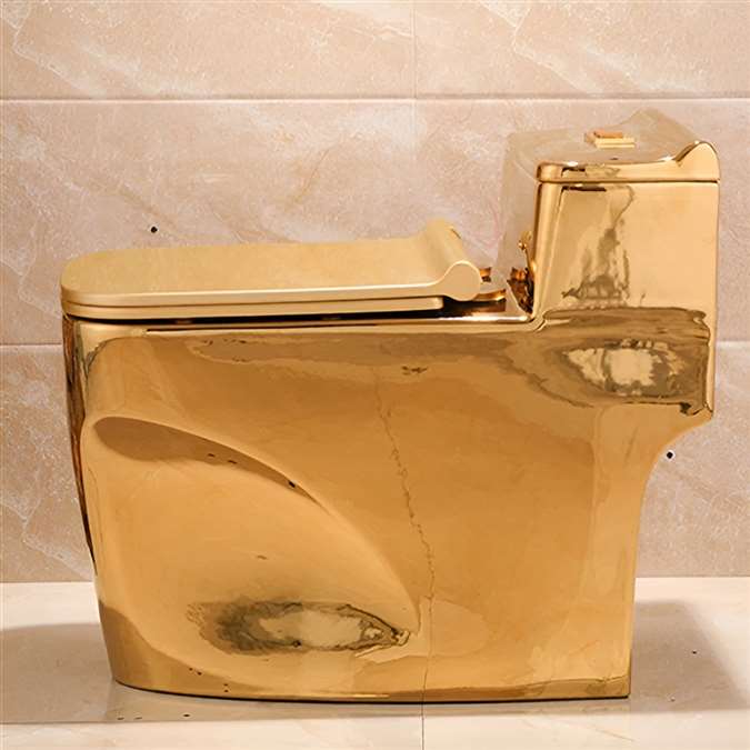 Lavatory in shiny gold