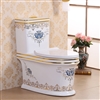 Vermont European Style Floor Mounted Lavatory in Ceramic White and Gold Finish