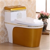 Vermont European Style Floor Mounted Lavatory in Ceramic White and Gold Finish with Gold Lining Design